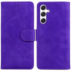 Per Samsung Galaxy S24 5G Custodia per telefono in pelle con vibrazione in puro colore Skin Feel (viola)