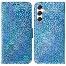 Custodia per telefono in pelle colorata con fibbia magnetica per Samsung Galaxy S24 5G (blu)