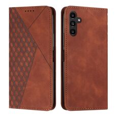 Custodia magnetica in pelle per Samsung Galaxy S24 Diamond Splicing Skin Feel (marrone)