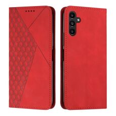 Custodia magnetica in pelle per Samsung Galaxy S24 Diamond Splicing Skin Feel (rossa)