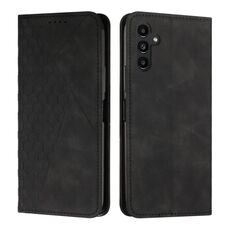 Custodia magnetica in pelle per Samsung Galaxy S24 Diamond Splicing Skin Feel (nera)