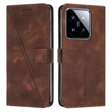 Per Xiaomi 14 pro Custodia per telefono in pelle Dream Triangle con cordino (marrone)