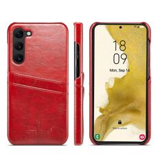 Per Samsung Galaxy S24 5G Fierre Shann Custodia in pelle con texture a cera d'olio con slot per schede (Rosso)