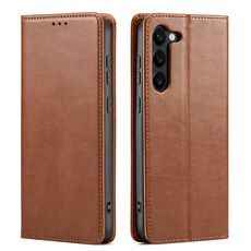 Custodia per telefono Fierre Shann PU in vera pelle per Samsung Galaxy S24 5G (marrone)
