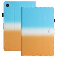 Custodia per tablet in pelle intelligente con gradiente di cucitura per Samsung Galaxy Tab A9+ (blu arancione)