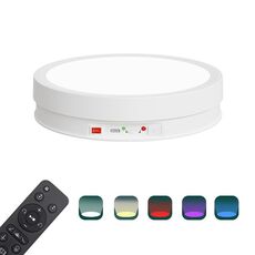 Giradischi girevole elettrico con luce LED colorata da 22 cm, stile: plug-in di alimentazione (bianco)