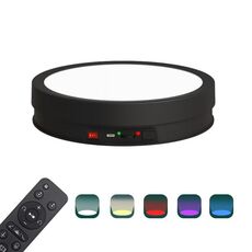 Giradischi girevole elettrico con luce LED colorata da 22 cm, stile: ricarica della batteria (nero)