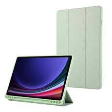 Per Samsung Galaxy Tab S9 Custodia tablet in pelle TPU 3 pieghe in puro colore con slot per penna (verde)