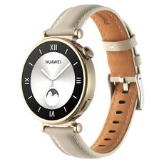 Per Huawei Watch GT4 41mm 18mm cinturino in pelle con fibbia ad ardiglione filettata (beige)