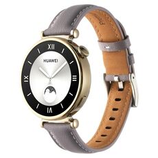 Per Huawei Watch GT4 41mm 18mm cinturino in pelle con fibbia ad ardiglione filettata (viola)