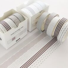 Set di nastri Washi per decorazioni fai-da-te, 5 rotoli/scatola da 3 m, colore: punto e linea