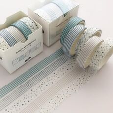 Set di nastri Washi per decorazioni fai-da-te, 5 rotoli/scatola da 3 m, colore: ciano rugiada