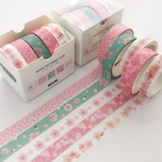 Set di nastri Washi per decorazioni fai-da-te, 5 rotoli/scatola da 3 m, colore: color ciliegia