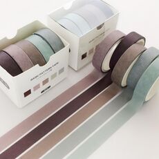 Set di nastri Washi per decorazioni fai-da-te, 5 rotoli/scatola da 3 m, colore: ocra