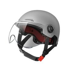 BY-1292 Mezzo casco protettivo a specchio corto unisex per moto (grigio)