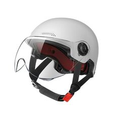 BY-1292 Mezzo casco protettivo a specchio corto unisex per moto (bianco)