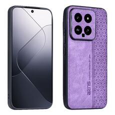 Custodia per telefono con sensazione di pelle in rilievo 3D per Xiaomi 14 AZNS (viola)