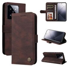 Per Xiaomi 14 Pro Skin Feel Life Tree Custodia in pelle con bottoni in metallo (marrone)
