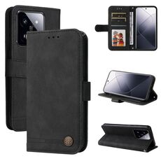 Per Xiaomi 14 Pro Skin Feel Life Tree Custodia in pelle con bottoni in metallo (nera)