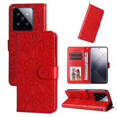Custodia per telefono in pelle girasole goffrata Xiaomi 14 Pro (rossa)