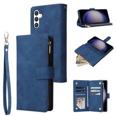 Per Samsung Galaxy S24 5G Custodia per telefono in pelle con cerniera smerigliata multifunzionale (blu)