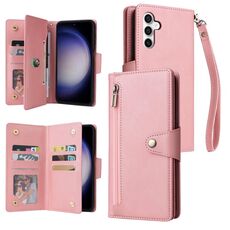Per Samsung Galaxy S23 FE 5G rivetto fibbia 9 carte custodia in pelle tripla (oro rosa)