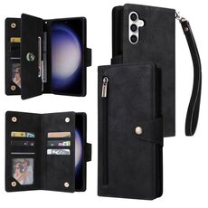 Per Samsung Galaxy S23 FE 5G rivetto fibbia 9 carte custodia in pelle tripla (nero)