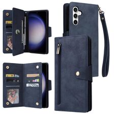 Per Samsung Galaxy S23 FE 5G rivetto fibbia 9 carte custodia in pelle tripla (blu)