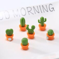 6 pezzi/set adesivi per frigorifero cactus adesivi magnetici per cartoni animati con messaggio verde (vaso arancione)