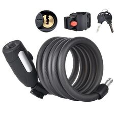 Lucchetto per bicicletta con catena in filo d'acciaio addensato antifurto portatile fisso, lunghezza: nero opaco 1,5 m