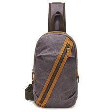 Borsa a tracolla da uomo in tela cerata Borsa a tracolla in pelle di cavallo pazzo Borsa a tracolla casual (grigio)