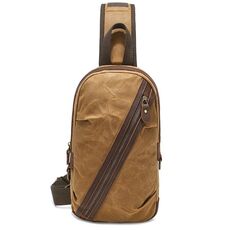 Borsa a tracolla da uomo in tela cerata Borsa a tracolla in pelle di cavallo pazzo Borsa a tracolla casual (Giallo terra)