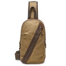 Borsa a tracolla da uomo in tela cerata Borsa a tracolla in pelle di cavallo pazzo Borsa a tracolla casual (cachi)
