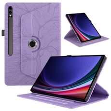 Custodia per tablet in pelle con rotazione in rilievo per Samsung Galaxy Tab S9 Ultra/S8 Ultra Tree Life (viola)