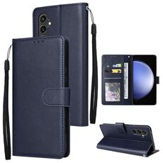 Per Samsung Galaxy S23 FE 5G Custodia multifunzionale in pelle con chiusura orizzontale con tre slot per schede (Blu)