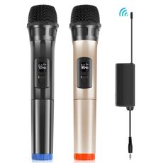 Microfoni dinamici wireless UHF PULUZ da 1 a 2 con display LED, trasmettitore da 3,5 mm