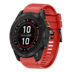 Per cinturino in silicone a sgancio rapido Garmin Fenix 7X Pro 51mm 26mm (rosso)