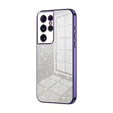 Custodia per telefono elettrolitico con polvere glitter sfumata per Samsung Galaxy S21 Ultra 5G (viola)