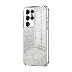 Per Samsung Galaxy S21 Ultra 5G Custodia per telefono elettrolitico con polvere glitter sfumata (Argento)
