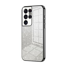 Per Samsung Galaxy S21 Ultra 5G Custodia per telefono elettrolitico con polvere glitter sfumata (nero)