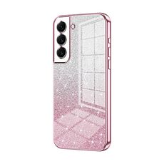 Custodia per telefono elettrolitico con polvere glitter sfumata per Samsung Galaxy S22+ 5G (rosa)