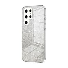 Per Samsung Galaxy S22 Ultra 5G Custodia per telefono elettrolitico con polvere glitter sfumata (trasparente)