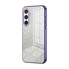 Per Samsung Galaxy S23 FE 5G Custodia per telefono elettrolitico con polvere glitterata sfumata (viola)