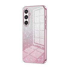 Per Samsung Galaxy S23 FE 5G Custodia per telefono elettrolitico con polvere glitterata sfumata (rosa)