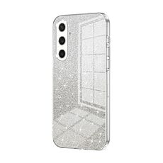 Per Samsung Galaxy S23 FE 5G Custodia per telefono elettrolitico con polvere glitterata sfumata (trasparente)