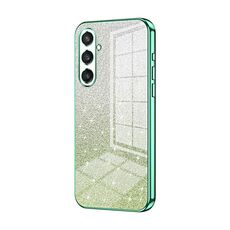 Per Samsung Galaxy S23 FE 5G Custodia per telefono elettrolitico con polvere glitterata sfumata (verde)