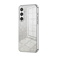 Per Samsung Galaxy S23 FE 5G Custodia per telefono elettrolitico con polvere glitter sfumata (Argento)