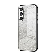 Per Samsung Galaxy S23 FE 5G Custodia per telefono elettrolitico con polvere glitterata sfumata (nero)