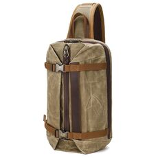 Borsa da uomo in tela cerata Borsa a tracolla a tracolla retrò di grande capacità (1073 Khaki)