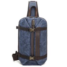 Borsa a tracolla da uomo in tela cerata Borsa a tracolla a tracolla retrò di grande capacità (1073 blu)